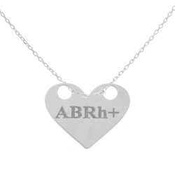Naszyjnik serduszko grupa krwi ABRh+ srebro 925